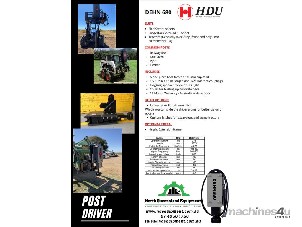 New 2022 Hammer Down Post Drivers Hydraulic Post Driver with Euro Hitch