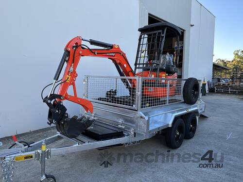 caption PACKAGE - XN17 1.7t + 8 ATTACHMENTS + 3.5T HYDRAULIC TIPPING TRAILER