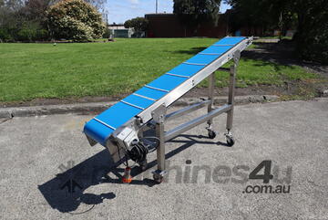 Stainless Steel Incline Cleated Belt Conveyor - 1.9m Long