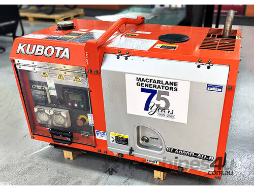 6.0kVA Pre-owned Kubota GL6000D-AU-B Enclosed Generator Set