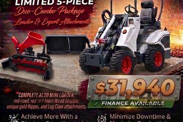   Ozziquip AL20 Mini Loader 4-in-1 with Ripper, Trencher and Chipper 5-Piece Package