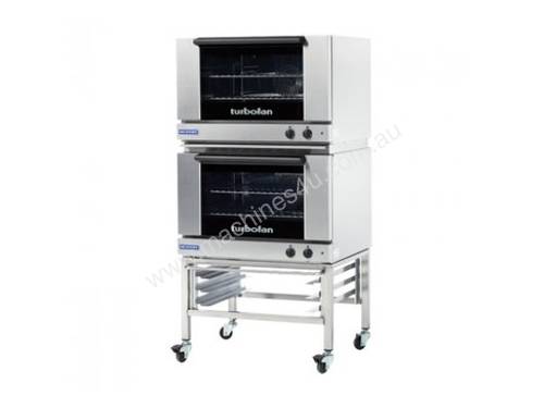 Turbofan E27M2/2C - Full Size Tray Manual Electric Convection Ovens Double Stacked With Castor Base 
