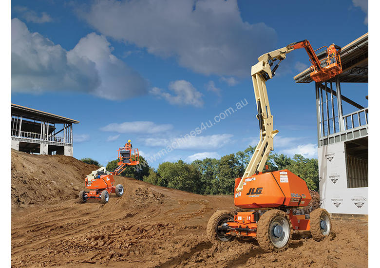 caption JLG H340AJ 34ft Hybrid Electric Knuckle Boom Lift – Fuel-Efficient & Versatile Reach
