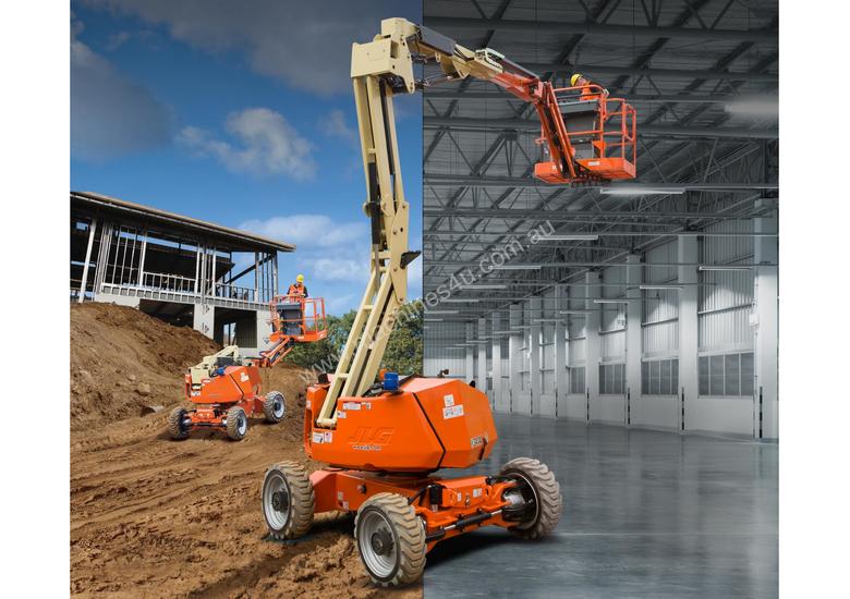 caption JLG H340AJ 34ft Hybrid Electric Knuckle Boom Lift – Fuel-Efficient & Versatile Reach
