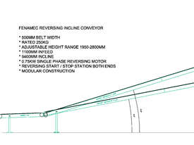 FENAMEC - Reversing Incline Conveyor. 240V, 1950mm to 2800mm lift. - picture1' - Click to enlarge