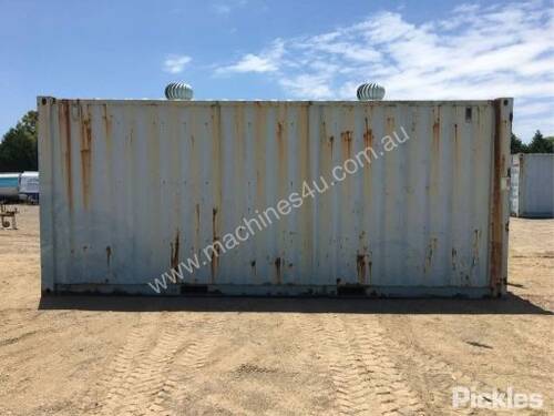 20ft Steel Shipping Container, Blue, Timber Floor, Whirly Vents, 240V Outlet,
