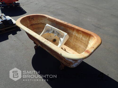 ANTIQUE CAST IRON BATH & CAST IRON SINK