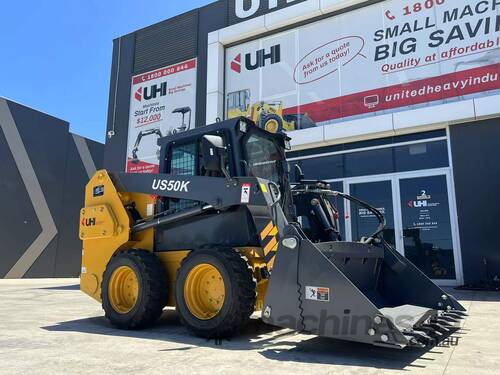 2023 UHI US50K 900KG Load Capacity Skid Steer  Loader, 68HP YANMAR Engine with Free 4in1 Bucket