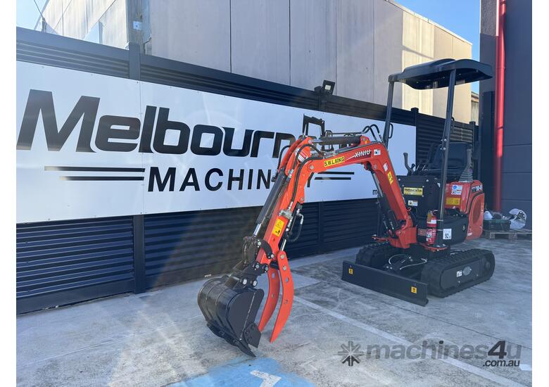 caption Mini Excavator 1.0 T Rhinoceros XN10-8 Side Joysticks Excavator & Tandem Trailer Package