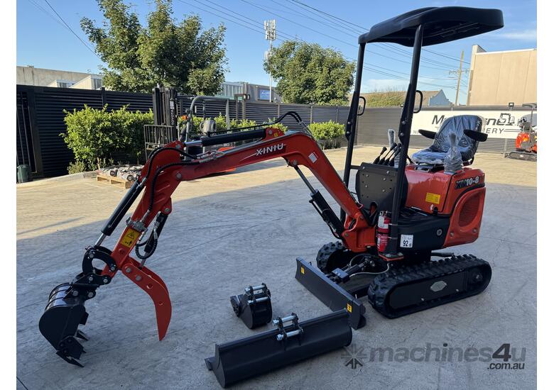 caption Mini Excavator 1.0 T Rhinoceros XN10-8 Side Joysticks Excavator & Tandem Trailer Package