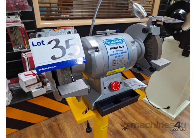 Used Double Ended Bench Grinder Linishall BG8 200mm 1HP Work Light E