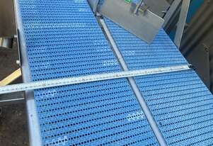 5.4m Stainless plastic link 2x250mm belt motorised conveyor VSD Micro 830 PLC