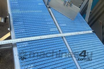 5.4m Stainless plastic link 2x250mm belt motorised conveyor VSD Micro 830 PLC