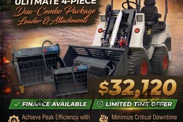 Brand   Ozziquip AL20 Mini Loader 4-in-1 with Mixing Bucket, Brush Cutter 4-Piece Package