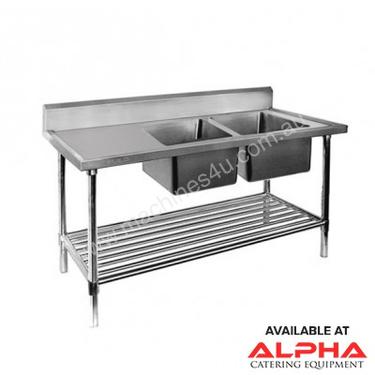 F.E.D. 1800-6-DSBR Economic 304 Grade SS Right Double Sink Bench 1800x600x900 with two 610x400x250 s
