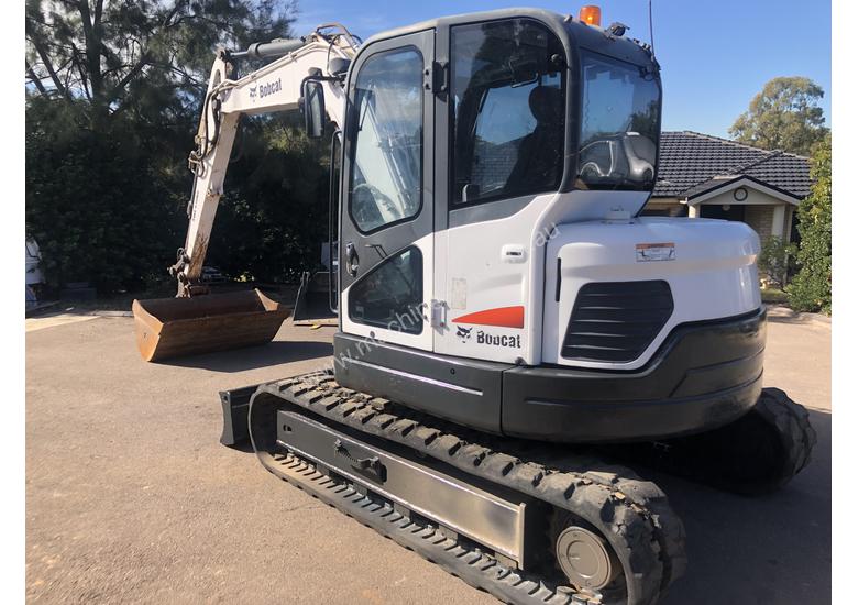 caption BOBCAT E80 8.4T Hydraulic Excavator A/C Cab with 1500mm Mud Bucket
