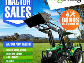 AgKing - 70HP Tractor ROPS 4WD AK704R with FEL 4in1 Bucket & Package Deal - picture0' - Click to enlarge