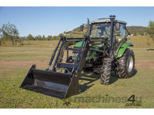 caption AgKing - Enfly 90HP Tractor A/C Cabin 4WD DQ904C with FEL & 4in1 Bucket