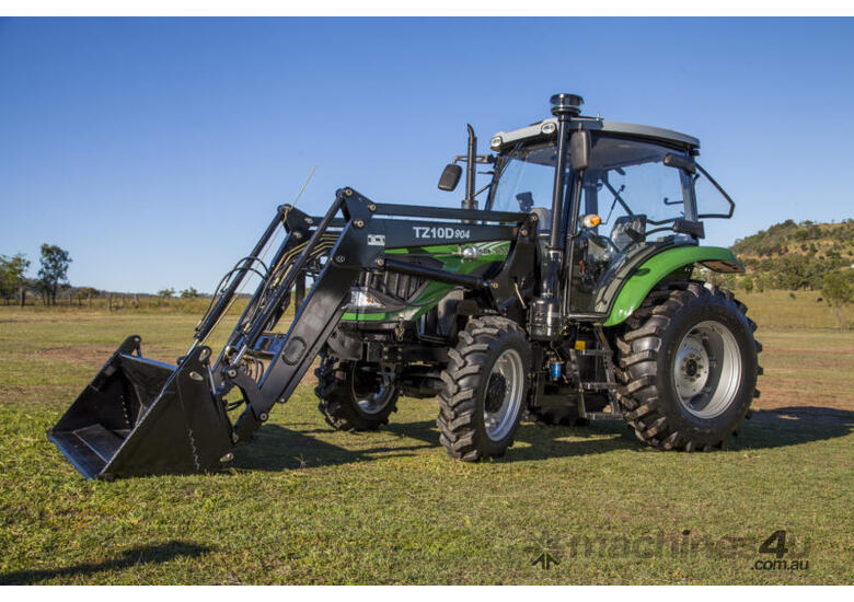 caption AgKing - Enfly 90HP Tractor A/C Cabin 4WD DQ904C with FEL & 4in1 Bucket