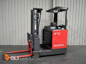 Nichiyu FBRF14 Narrow Aisle Ride Reach Truck Electric Container Mast 4500mm Low Hours - picture0' - Click to enlarge