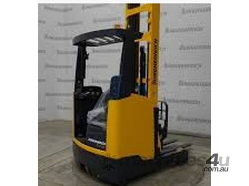 caption JUNGHEINRICH Refurbished Battery Electric Reach Truck Including Brand New Battery
