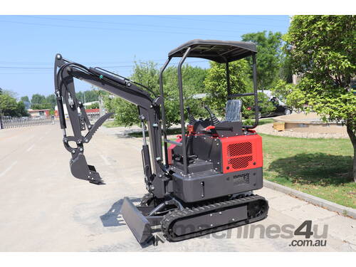 caption Mini Excavator 1.7T Swing Boom with 8 Attachments