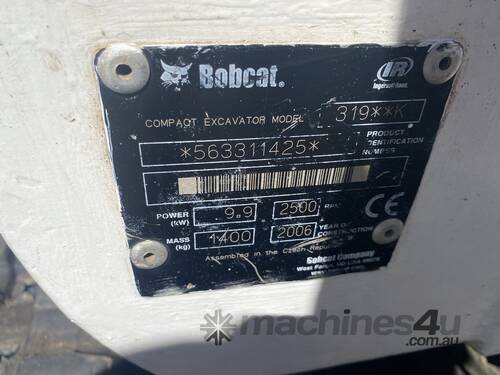 caption 2006 Bobcat 319K Excavator (Rubber Tracked)