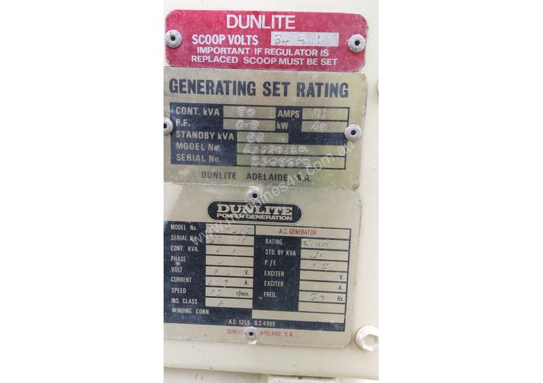 Buy Used dunlite GENSET DUNLITE CMMINS 80 KVA Industrial Generators in ...