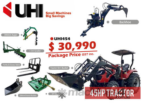 45HP UHI454 Tractor with 7 Attachments