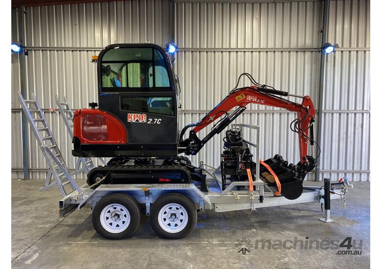 caption 2.7c excavator with enclosed cab, air conditioning and trailer package $56,990+GST