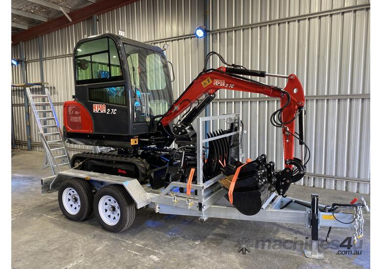 caption 2.7c excavator with enclosed cab, air conditioning and trailer package $56,990+GST