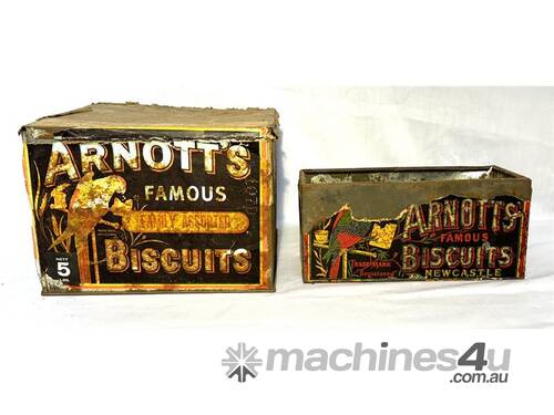 caption QTY X 2 ARNOTTS BISCUIT TINS