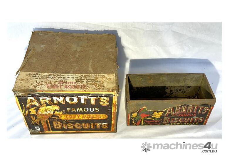 caption QTY X 2 ARNOTTS BISCUIT TINS