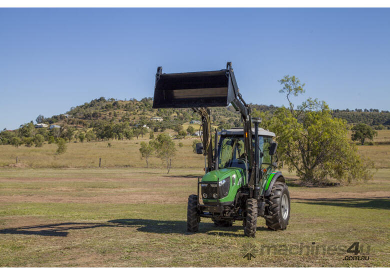 caption AgKing - Enfly 70HP Tractor A/C Cabin 4WD DQ704C with FEL & 4in1 Bucket