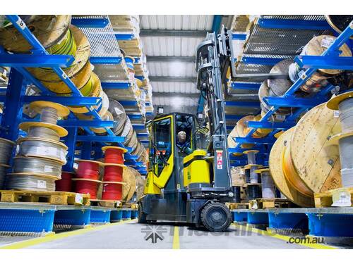 caption Narrow Aisle Articulated Forklift