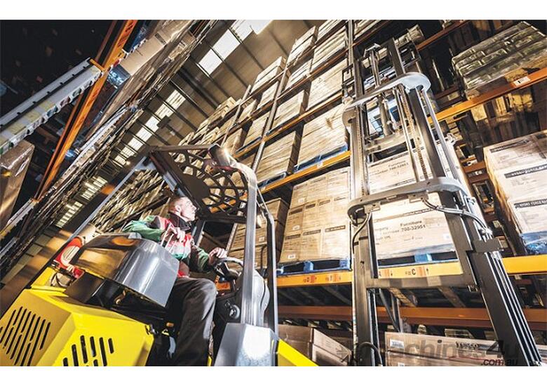 caption Narrow Aisle Articulated Forklift