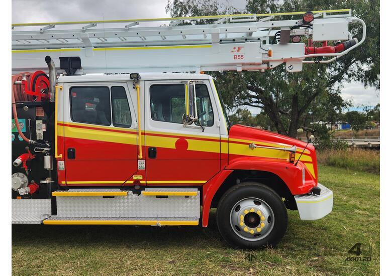 caption Freightliner FL80 Crew 4x2 Dualcab Firetruck/Ladder Truck. Ex QLD Fire & Rescue Service.