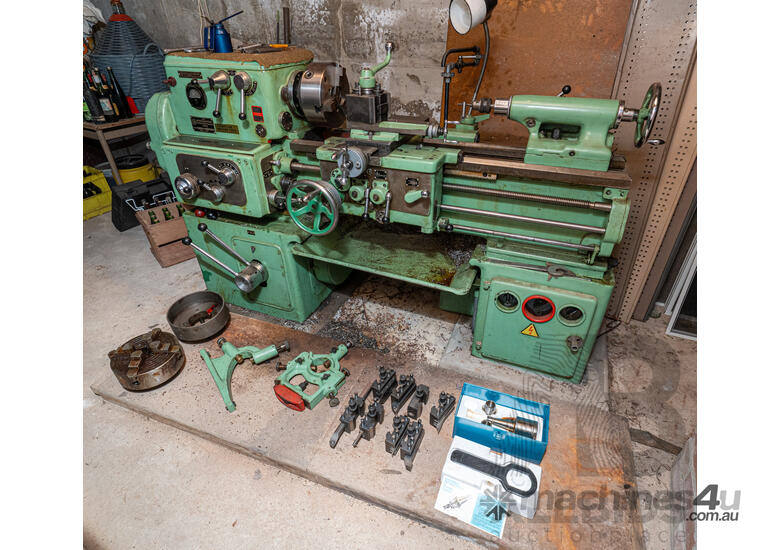 caption 1960 Circa Stanko 1A616 Lathe with Accessories & Steel Tool Cabinet