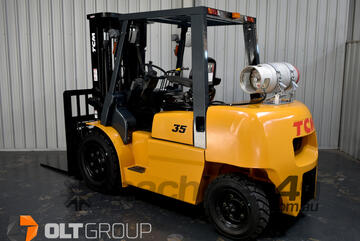 TCM 3.5 Tonne LPG Forklift with Sideshift Fork Positioner 4.8m Container Mast NEW Tyres