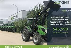 AgKing - 90HP Tractor A/C Cabin 4WD AK904C with FEL & 4in1 Bucket