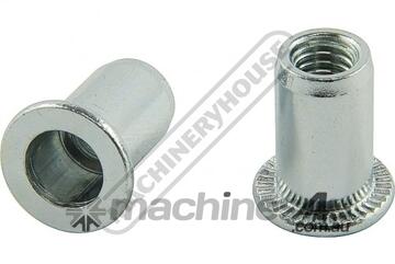 Rivet Nut Inserts - M6 x 1.0mm Steel - Zinc Plated Qty 50 In Pack