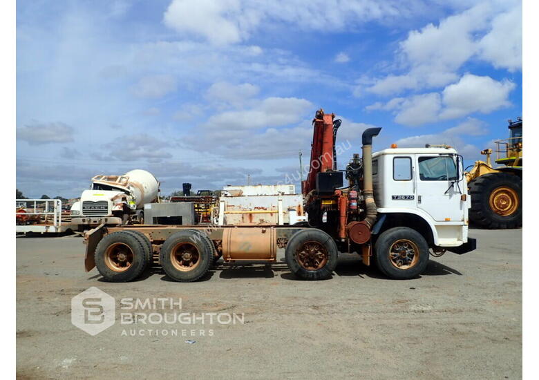 caption 1991 INTERNATIONAL T2670 8X4 CAB CHASSIS CRANE TRUCK