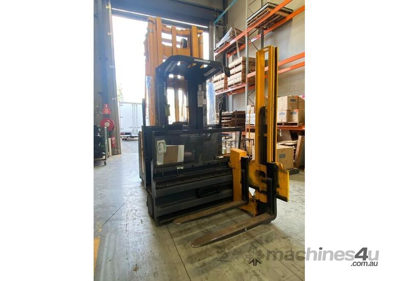 caption Warehouse Pallet Racking, Plant Services & Jungheinrich EKX 515k Tri Lateral Stacker