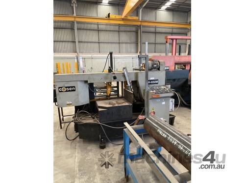 caption Semi-Automatic Horizontal Scissor Style Mitering Band Saw