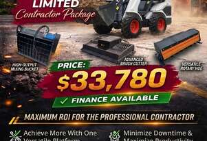 Brand New Ozziquip AL20 Mini Loader with Mixing Bucket, Brush Cutter and Rotary Hoe Package