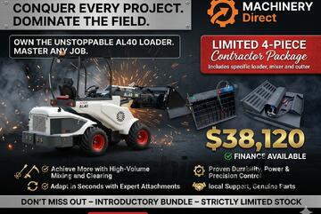 Brand   Ozziquip AL40 Mini Loader 4-in-1 with Mixing Bucket & Brush Cutter 4-Piece Package