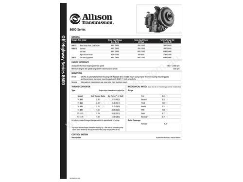 Allison S8610 Transmission - Oil Field Equipment