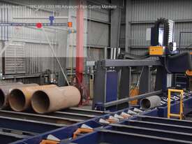 Pipe Cutting Line; Roller Bed Type with Floating Chuck: Uninterrupted Flow, Controlled Rotation - picture0' - Click to enlarge