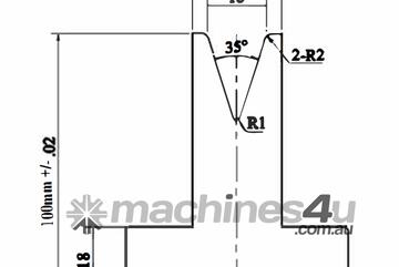 16MM V / 35 DEG T - TYPE SEGMENTED BOTTOM PRESS BRAKE TOOL | 60MM BASE