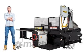 MITRES FROM 60LEFT TO 60 RIGHT - IT DOES IT ALL! - Automatic Bandsaw - Hydmech V-25APC